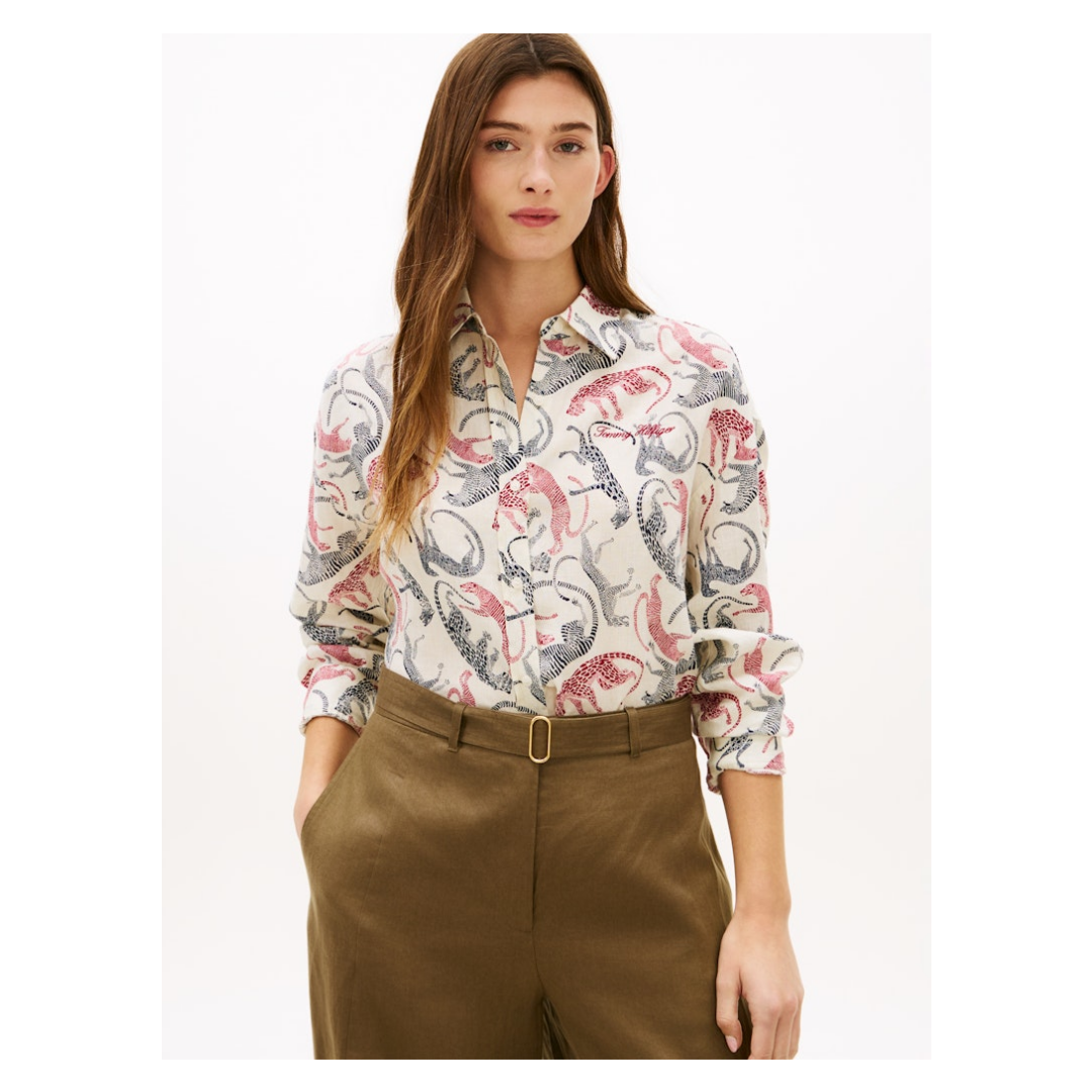 Tommy Hilfiger - Damen Langarmbluse - leopard baroque rwb - Größe: S - bei Tara-M