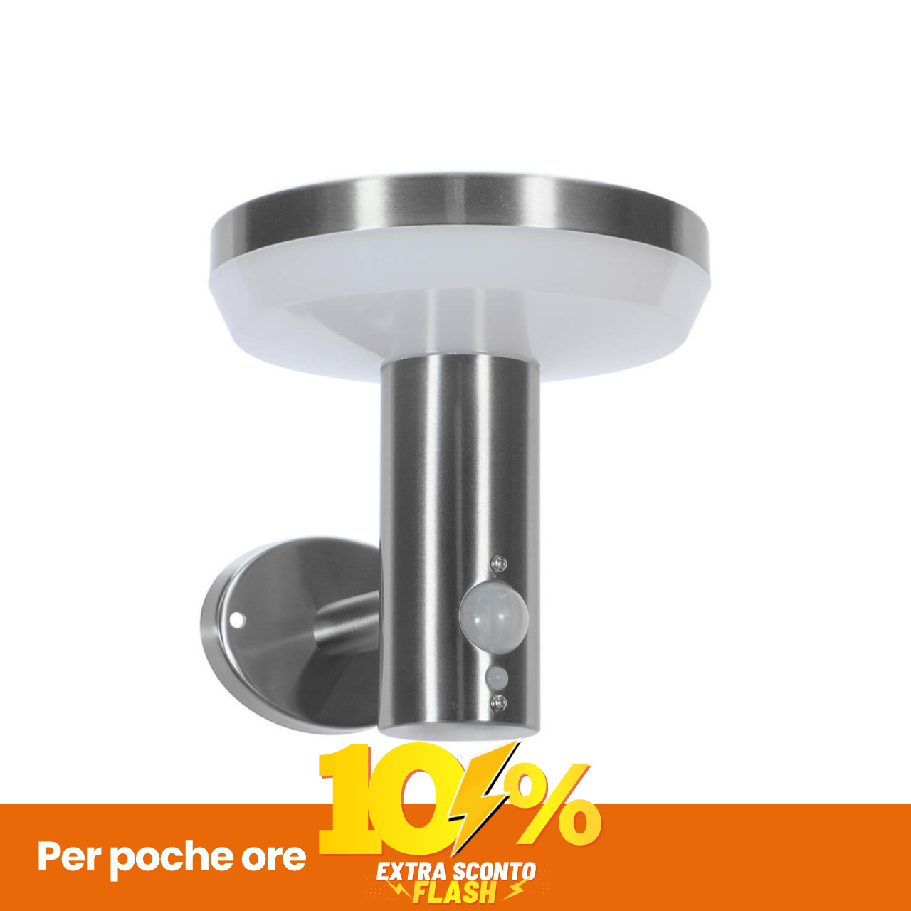 Applique Da Parete Solare Con Sensore Movimento IP54 Acciaio Colore Bianco Naturale 4.000K-image