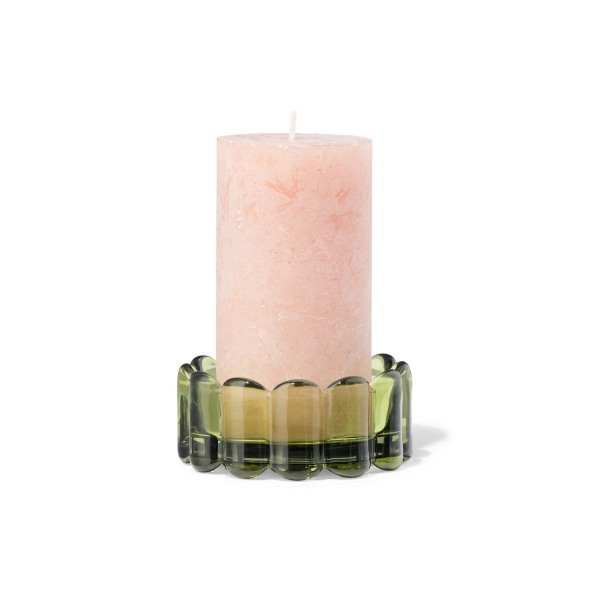 HEMA HEMA Kaarsonderzetter ⌀10cm Glas Ribbel Groen (groen)