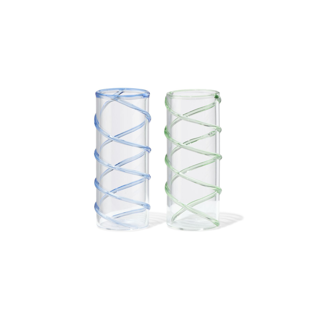 HEMA Borrelglaasjes spiraal groen-blauw - 2 stuks