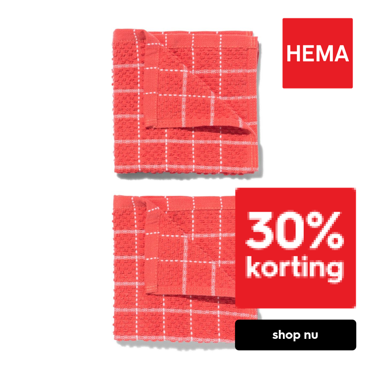 HEMA Vaatdoekjes 30x30 katoen rood - 2 stuks (koraal)