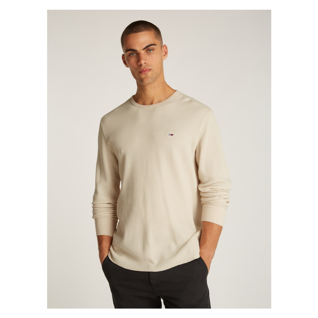 Tommy Jeans - Herren Langarmshirt - Beige - Größe: L - bei Tara-M