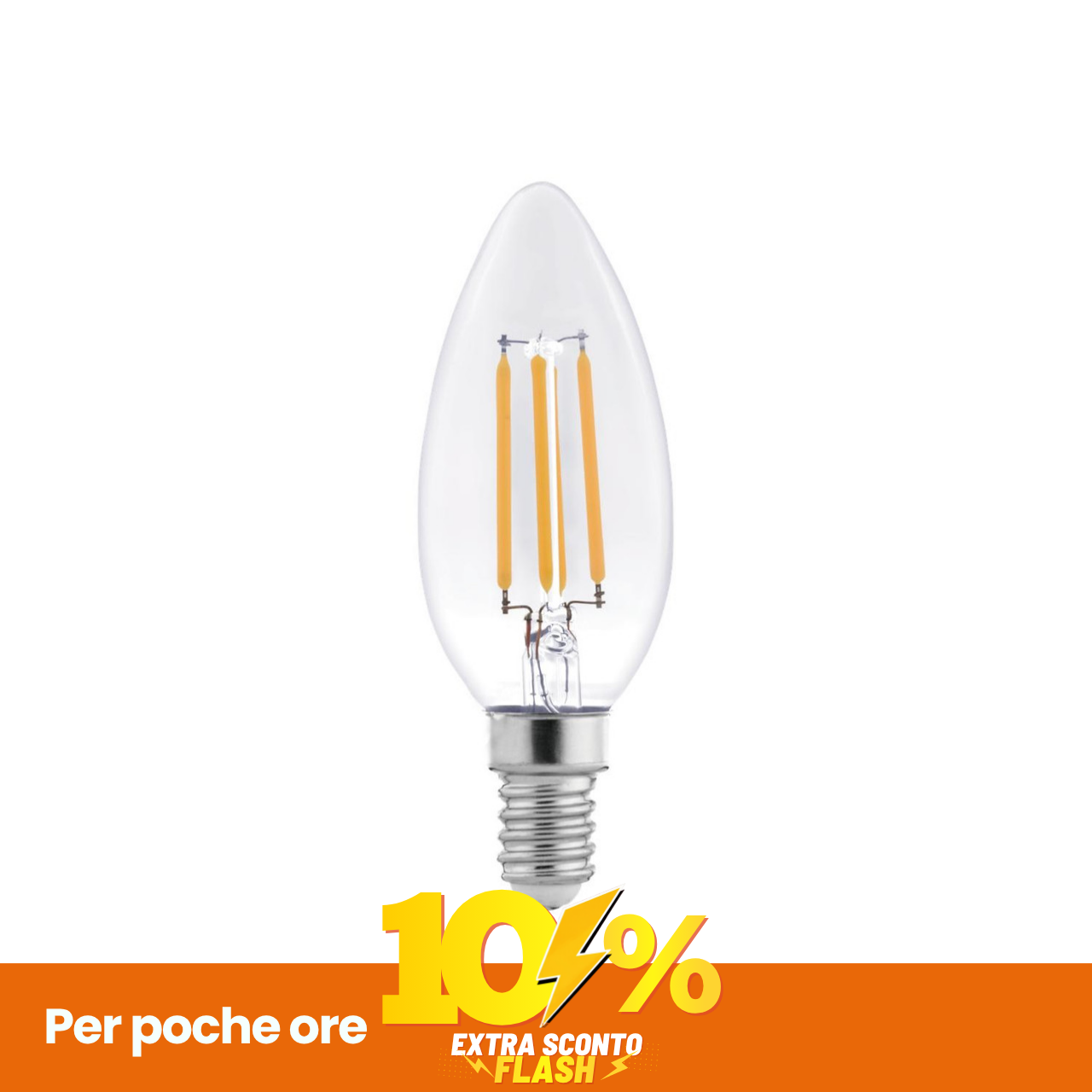 Lampada LED E14 4W A Filamento 150Lm/W No Flickering - C35 Colore Bianco Caldo 3.000K-image