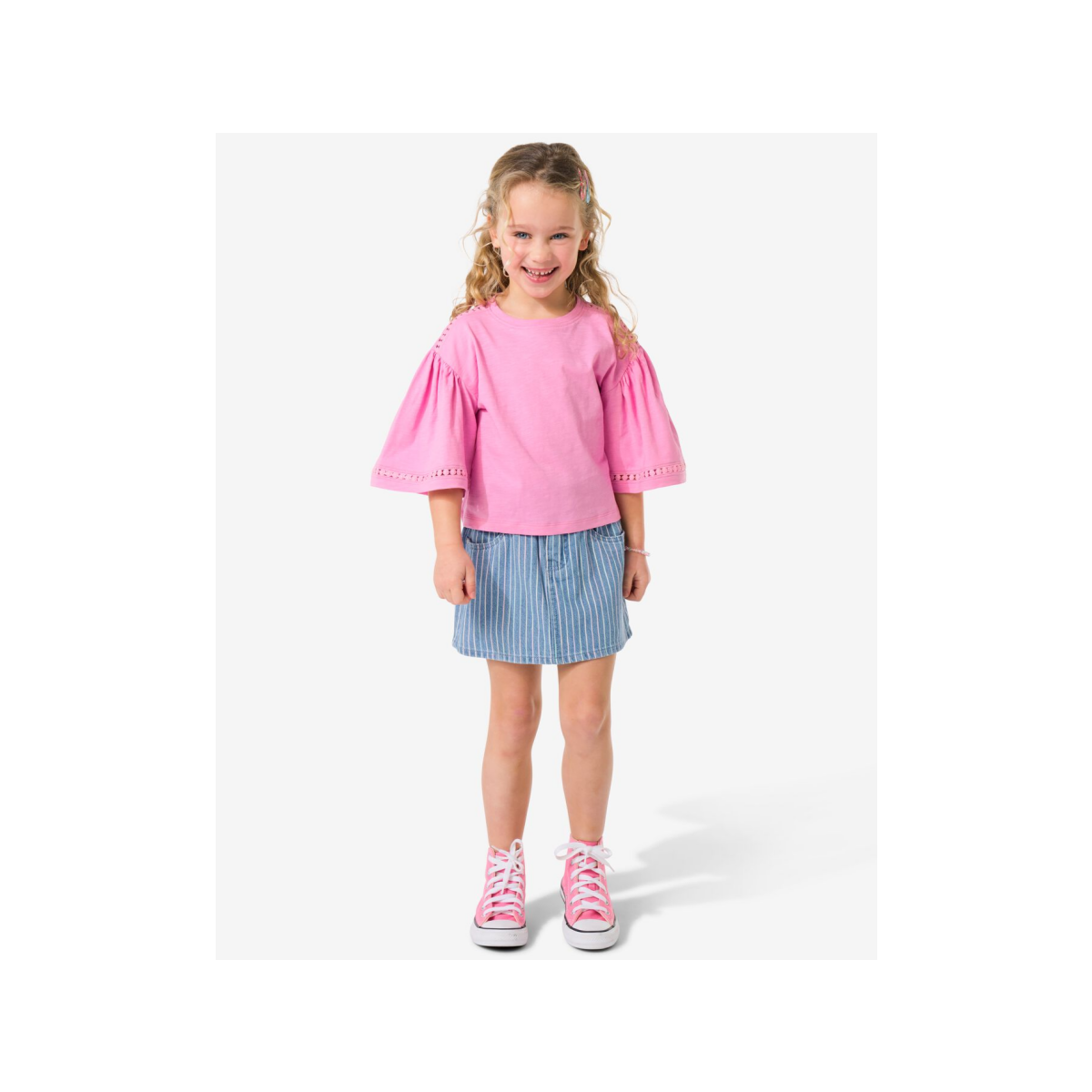 HEMA Kinderrok strepen lichtblauw (lichtblauw)