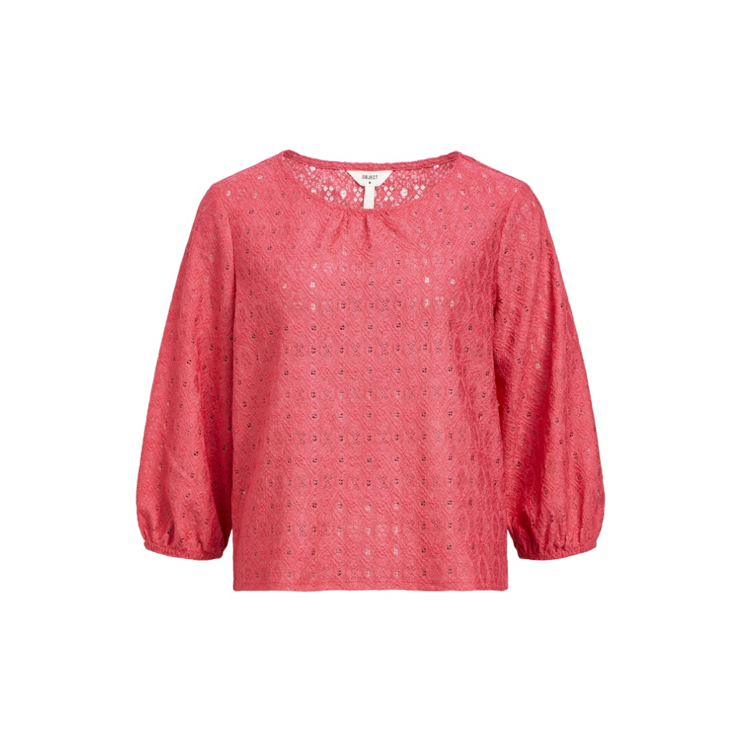 Object - Damen Langarmshirt - Rot - Größe: XL - bei Tara-M