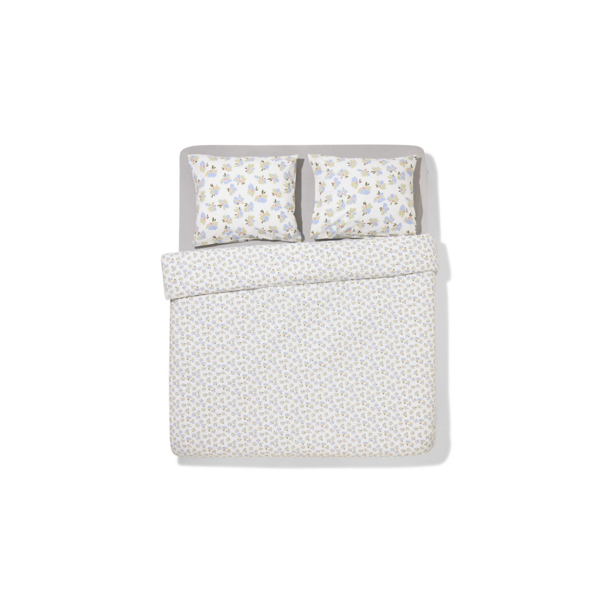 HEMA HEMA Dekbedovertrek 240x200/220cm Zacht Katoen Bloemen (groen)