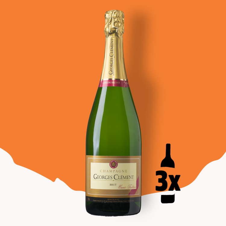 3 flessen Georges Clément Champagne Brut Probeerpakket