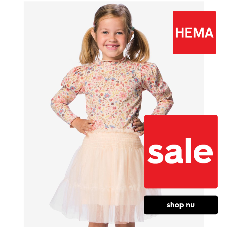 HEMA Kinder T-shirt rib bloemen roze (roze)