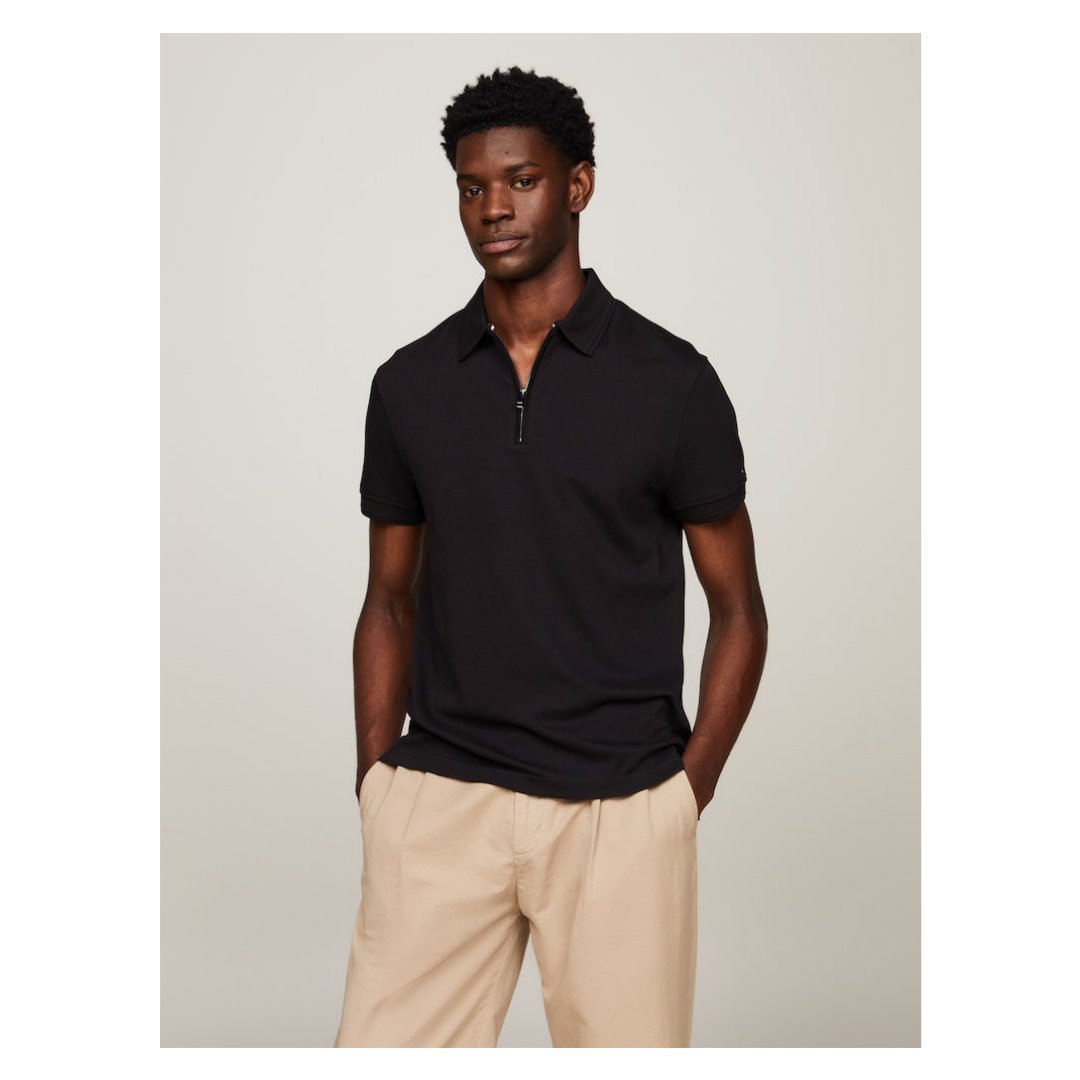 Tommy Hilfiger Polo Slim Interlock Zip Black