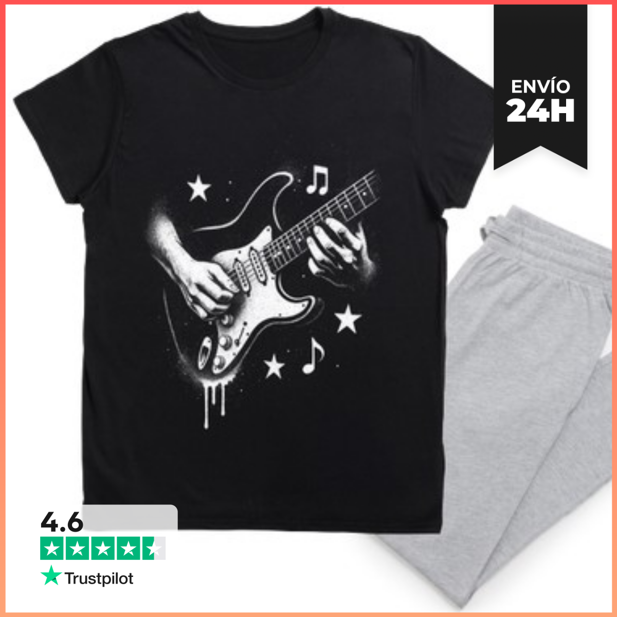 Pijama Graffiti Guitarrista Disfraz Guitarra Pop Rock and Roll