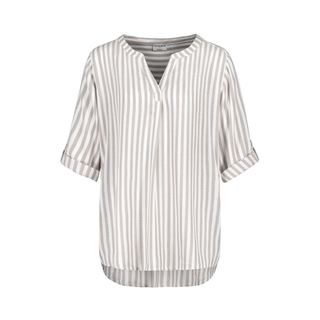 Eight 2 Nine - Damen Langarmbluse - Braun - white - Größe: S - bei Tara-M