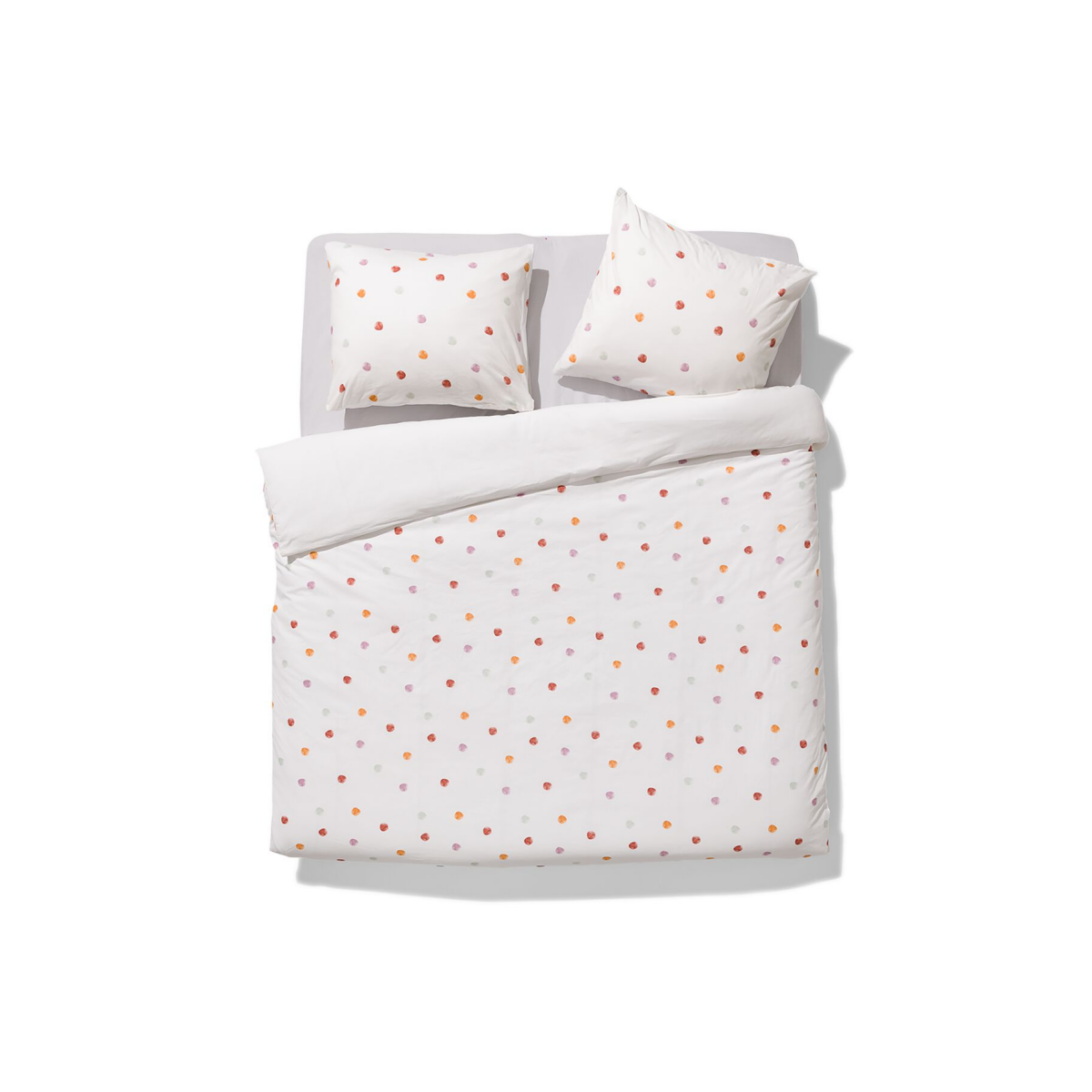 HEMA HEMA Dekbedovertrek 200x200/220cm Zacht Katoen Stippen Gekleurd (wit)