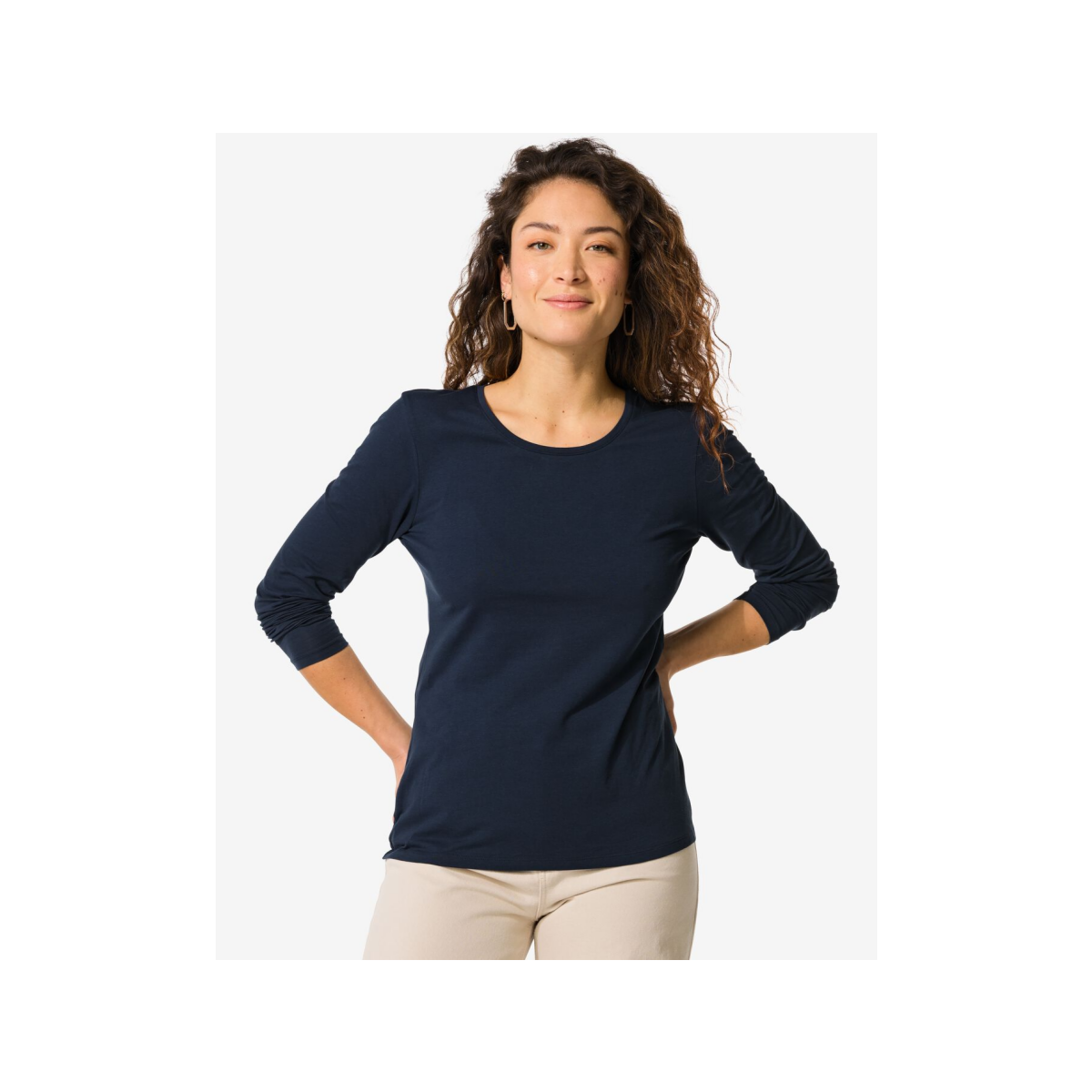 HEMA Dames basic t-shirt donkerblauw (donkerblauw)