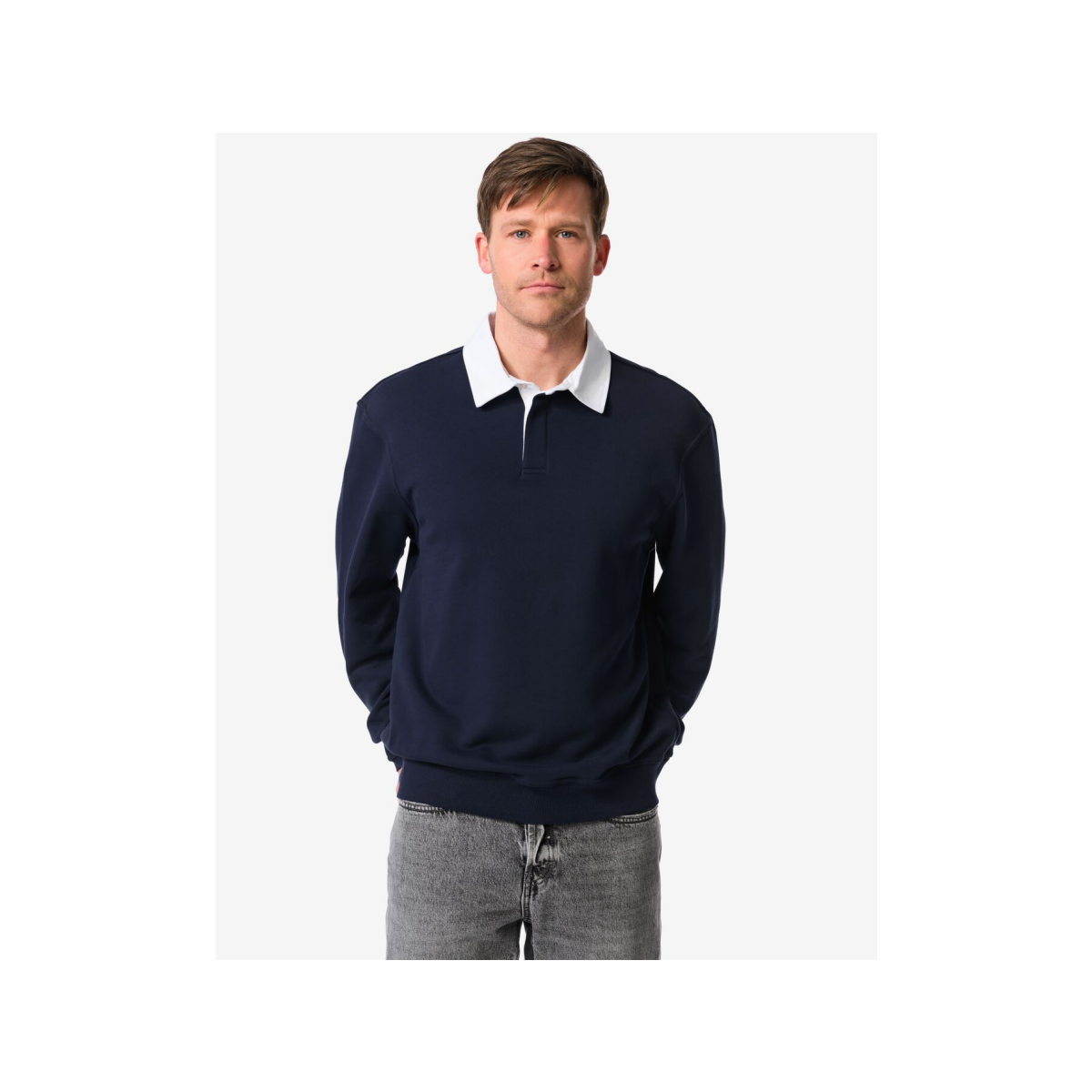 HEMA Herentrui Sammy sweatstof donkerblauw (donkerblauw)