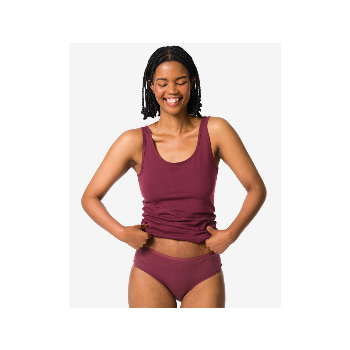 HEMA Dameshipster katoen met kant bordeauxrood (bordeauxrood)