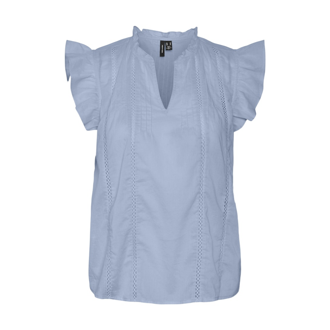 Vero Moda - Damen Kurzarmbluse - Blau - Größe: L - bei Tara-M