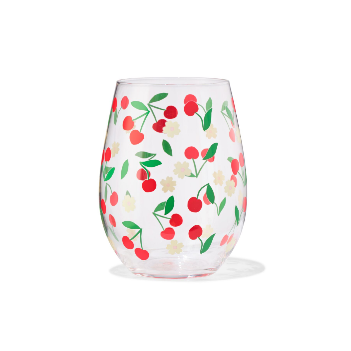 HEMA HEMA Waterglas 550ml Kersenprint Roze