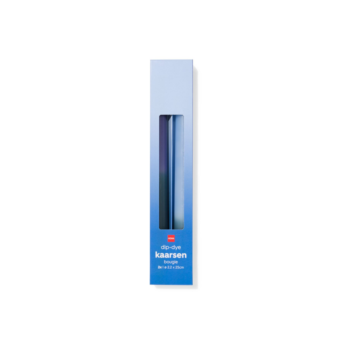 HEMA HEMA Huishoudkaarsen ⌀2.2x25cm Kleurverloop Blauw - 2 Stuks (blauw)
