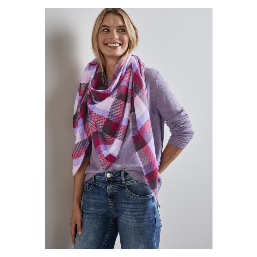 Street One Schal Dreiecksschal Karomuster 100% Polyester Rot