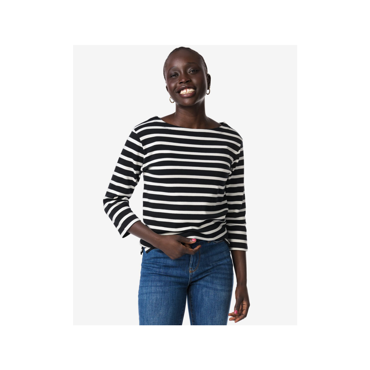 HEMA HEMA Dames T-shirt Cara Wit/zwart (wit/zwart)