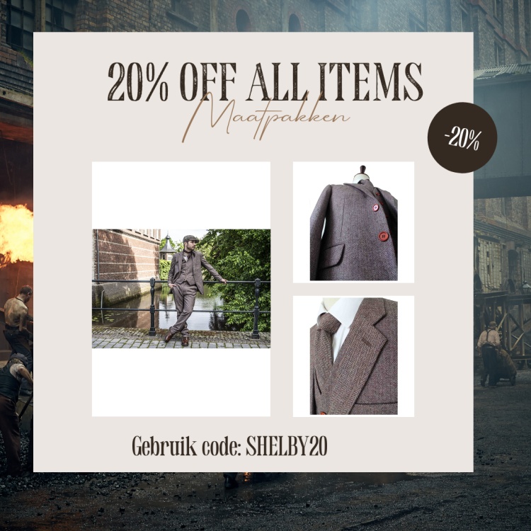 Maatpak Voor Heren | 3-delig Pak | Bruin Visgraat | Jeremiah Jezus | Peaky Blinders | Peaky Blinders