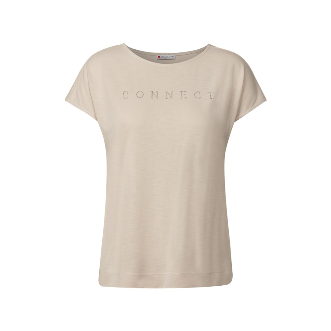 Street One - Damen T-Shirt - coastal beige - Größe: 38 - bei Tara-M