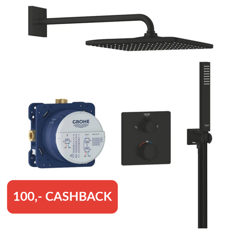 Grohe Precision inbouw regendoucheset vierkant matte black