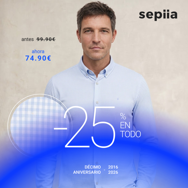 Camisa casual hombre estampado vichy celeste regular
