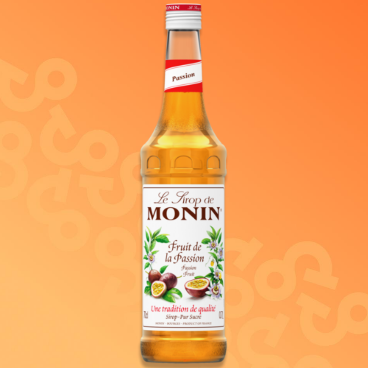Bottiglia di sciroppo Monin Passion Fruit da 25 cl