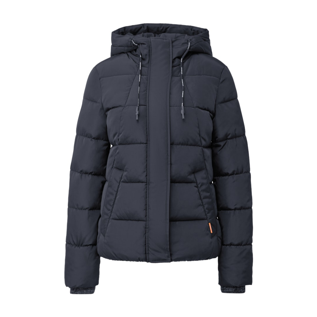 QS Outdoor-Steppjacke Kapuze Baumwolle Polyester Blau