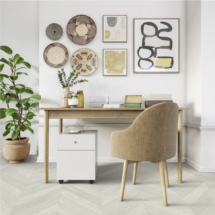 Rouleau 4m de sol PVC effet chevron pose libre azay light grey Gerflor - 2500 cm x 400 cm x 0.29 cm
