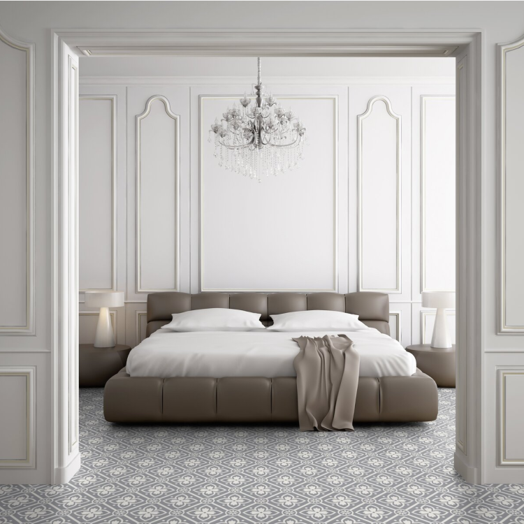 Rouleau 4m de sol PVC effet carreaux ciment pose libre alma grey Gerflor - 2500 cm x 400 cm x 0.29 cm