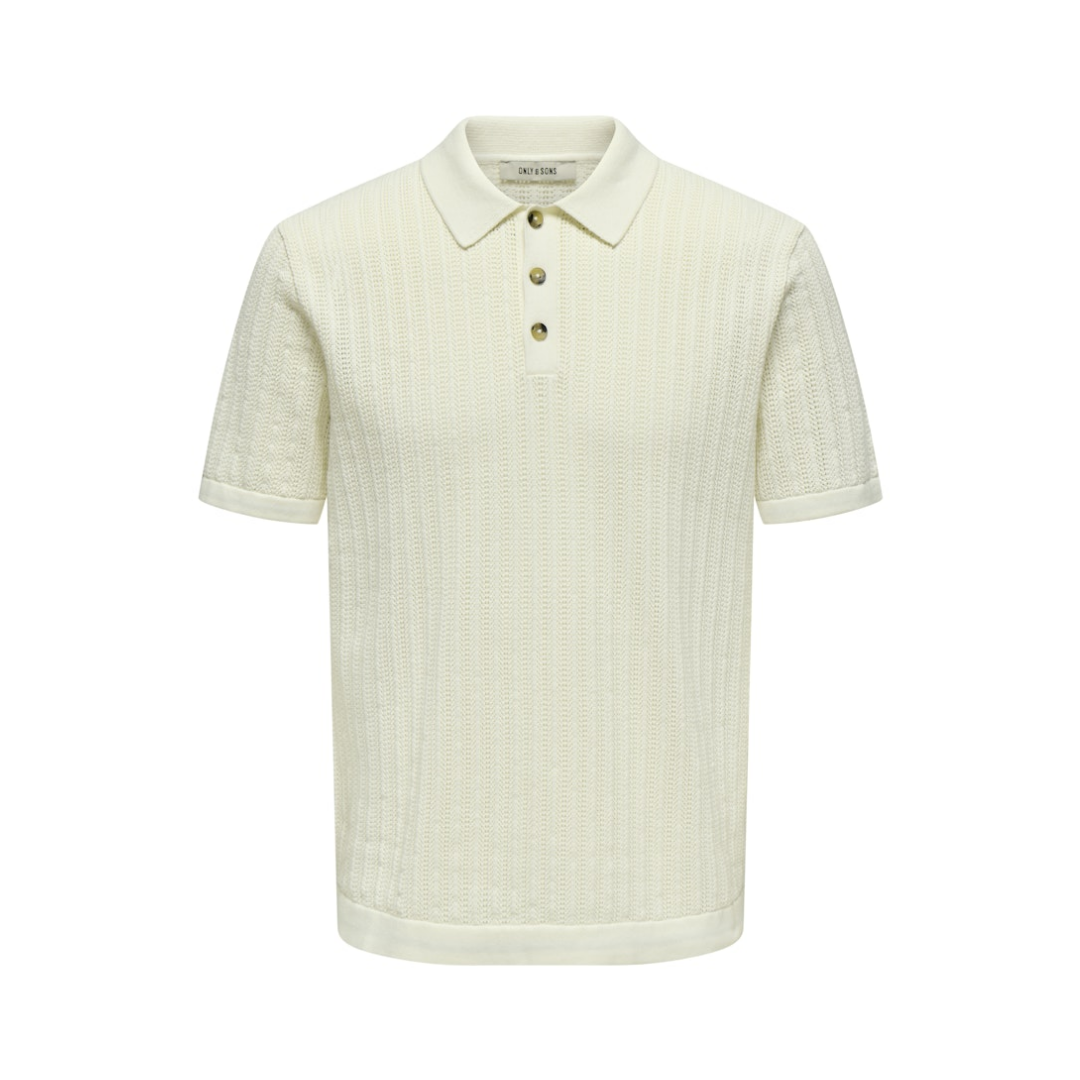 Only & Sons Polo Knit Baumwolle-Nylon Egret