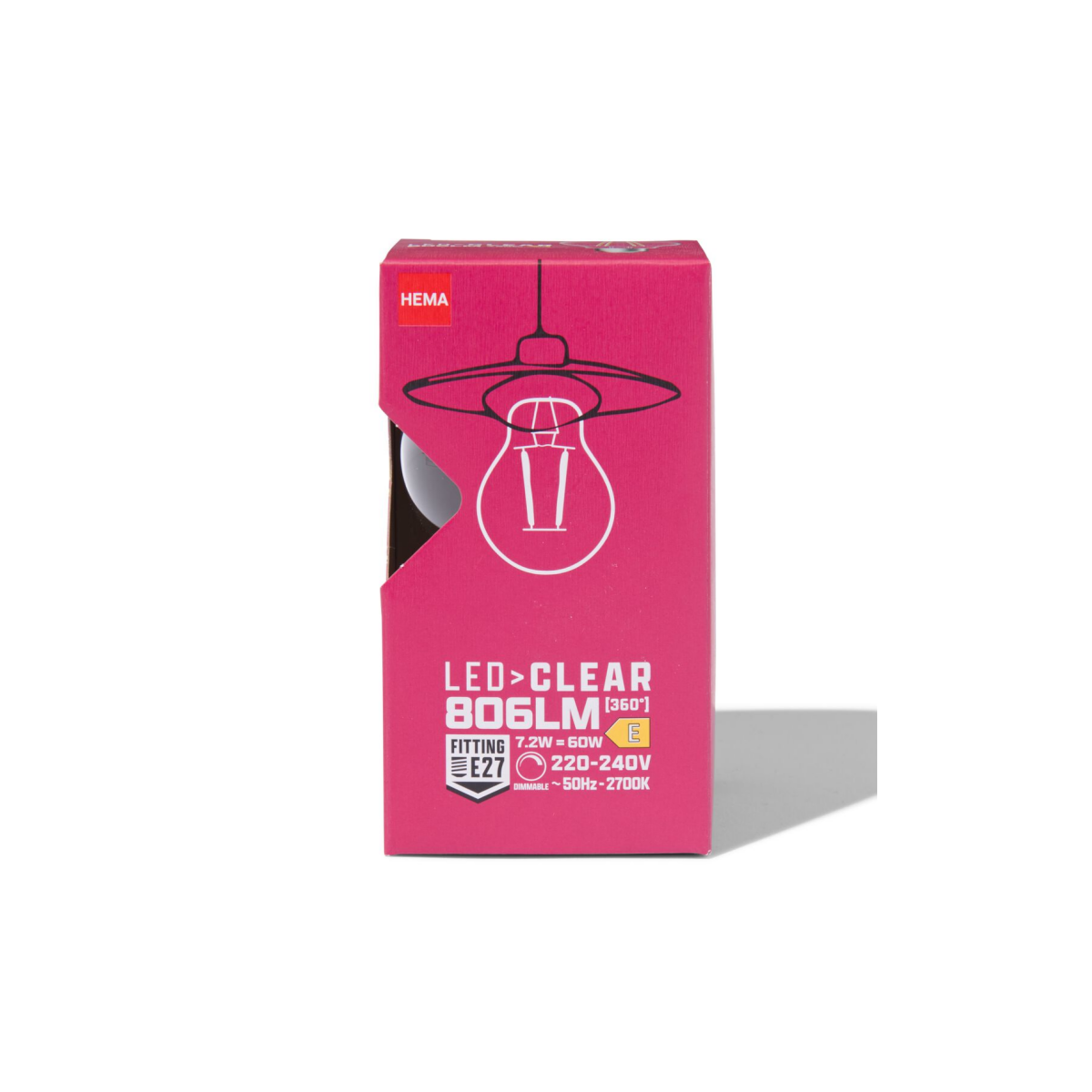 HEMA Led peer clear E27 4.9W 806lm dim