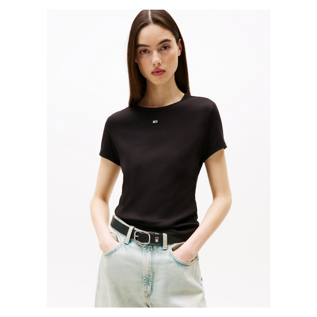 Tommy Jeans - Damen T-Shirt - Schwarz - Größe: L - bei Tara-M