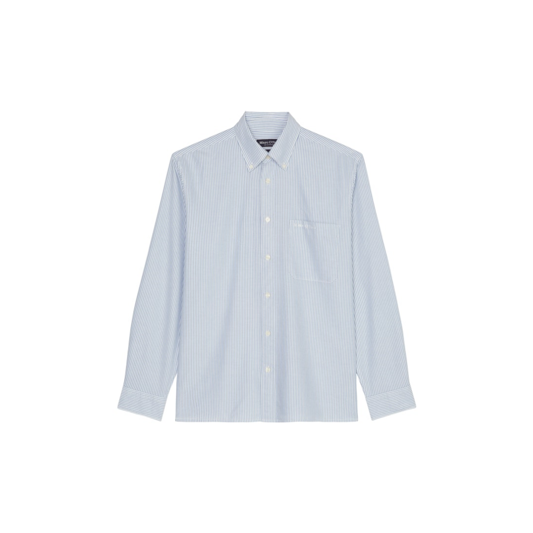 Marc O'Polo - Herren Langarmhemd - Blau/Weiß - Größe: L - bei Tara-M