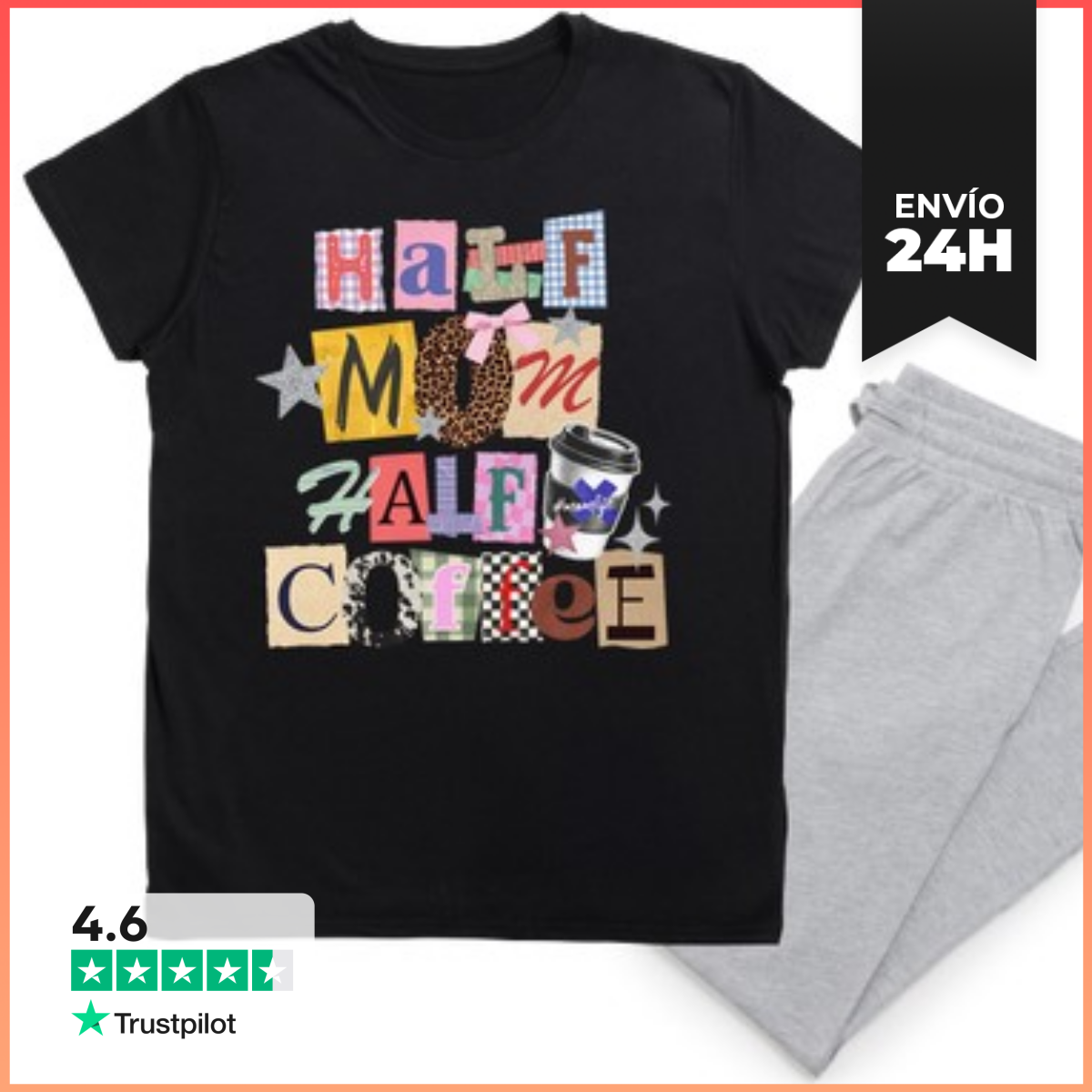Pijama HALF MOM HALF COFFEE COLLAGE LaTostadora
