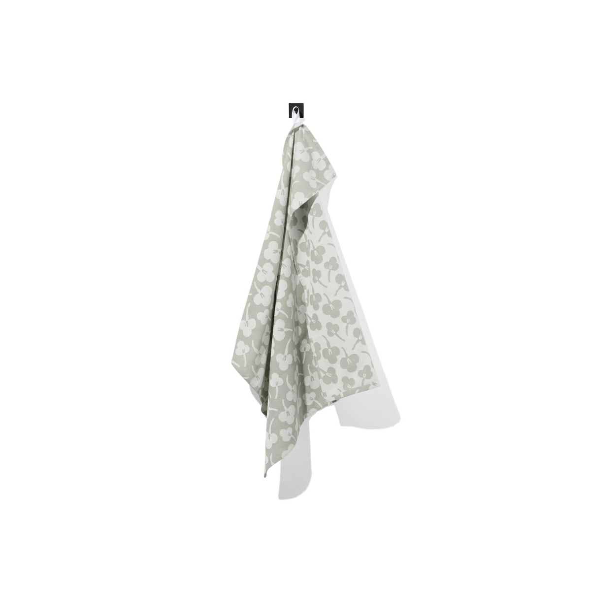 HEMA HEMA Theedoek 65x65 Katoen Grijsgroen Viooltjes (groen)