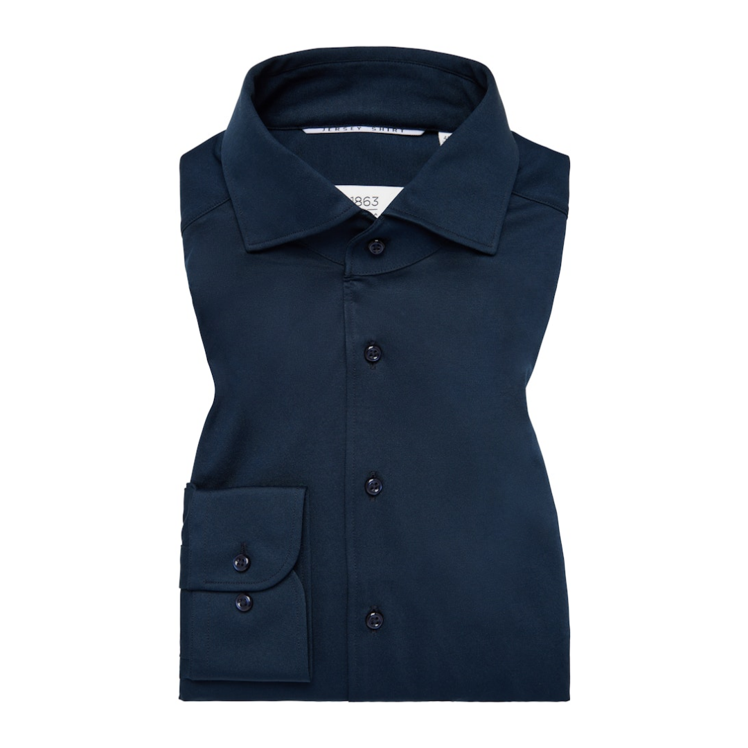 Eterna Hemd Single-Jersey Langarm Baumwolle-Polyester Weiß