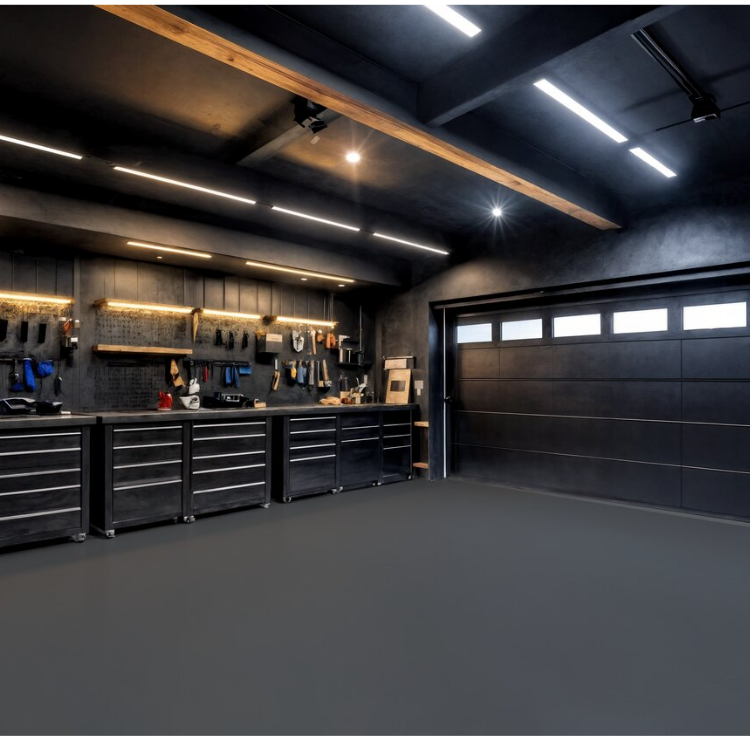 Dalle carrée pour sol de garage ou atelier en   PVC effet uni pose libre dark grey Gerflor - 50.3 cm x 50.3 cm x 0.5 cm — vue 3