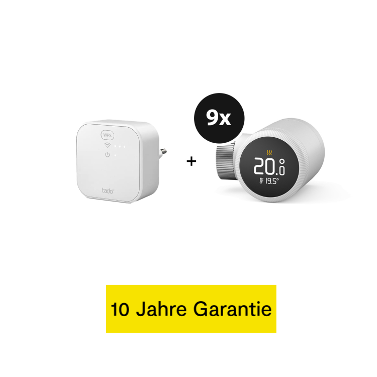 tado° X Starter Kit Smartes Heizkörper-Thermostat - 9er-Set + Bridge