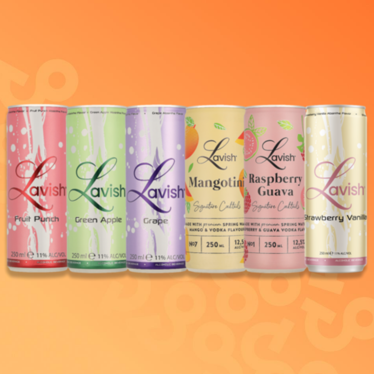 Lavish premix pack with 6 cans of 25 cl