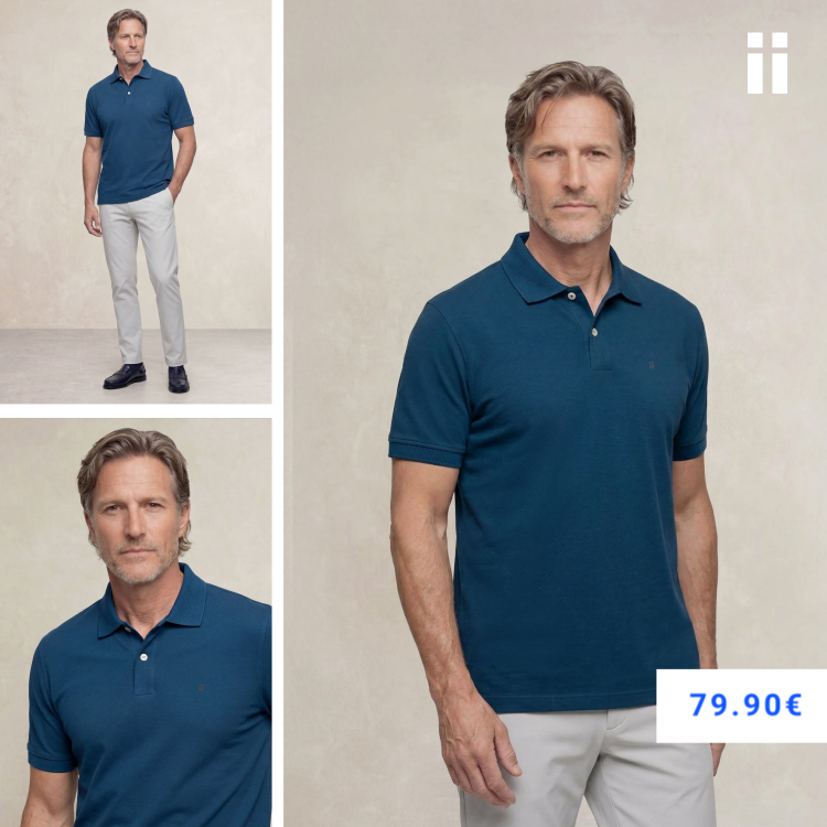 Polo manga corta hombre azul neptuno Ranger