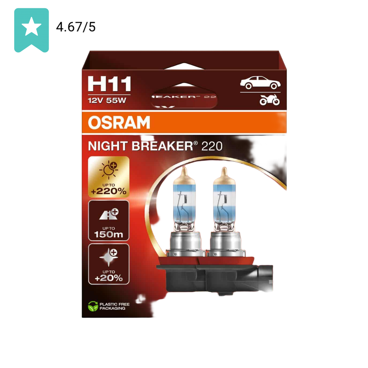 Osram Night Breaker 220 H11 12V 55W - 64211nb220-2hb - 2 stuks | Dutch Performance Products