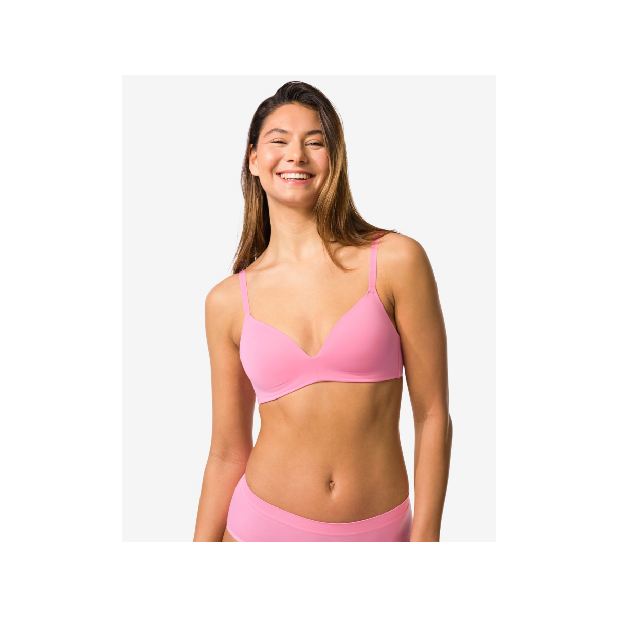 HEMA Voorgevormde bh zonder beugel micro roze (roze)