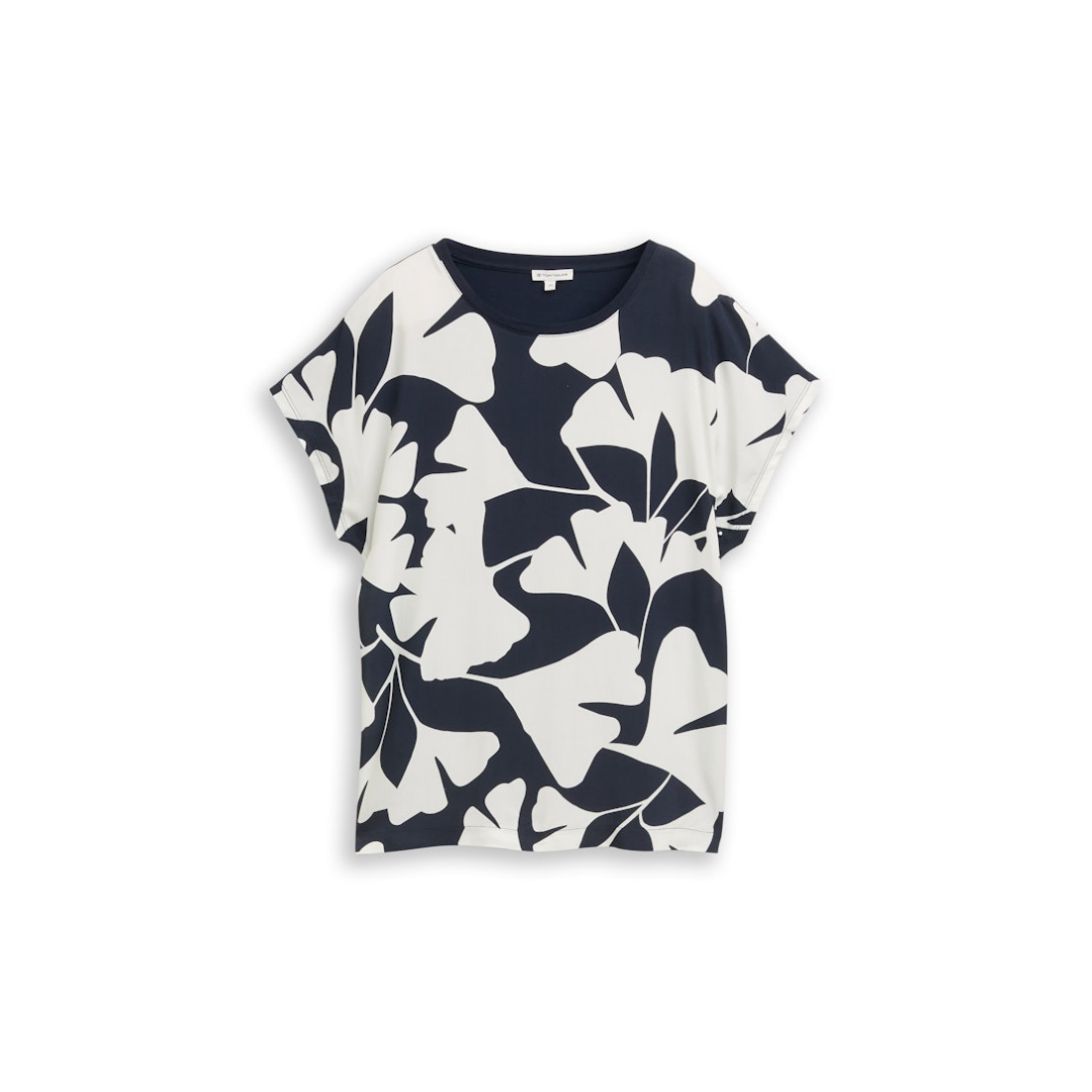 Tom Tailor - Damen T-Shirt - big navy ginkgo - Größe: XXXL - bei Tara-M