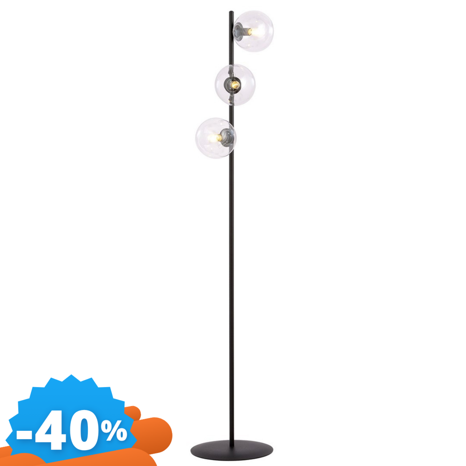 Emibig Lighting Rossi Piantana In Acciaio Lp3 Grafite/Miele/Trasparente 3Xe14