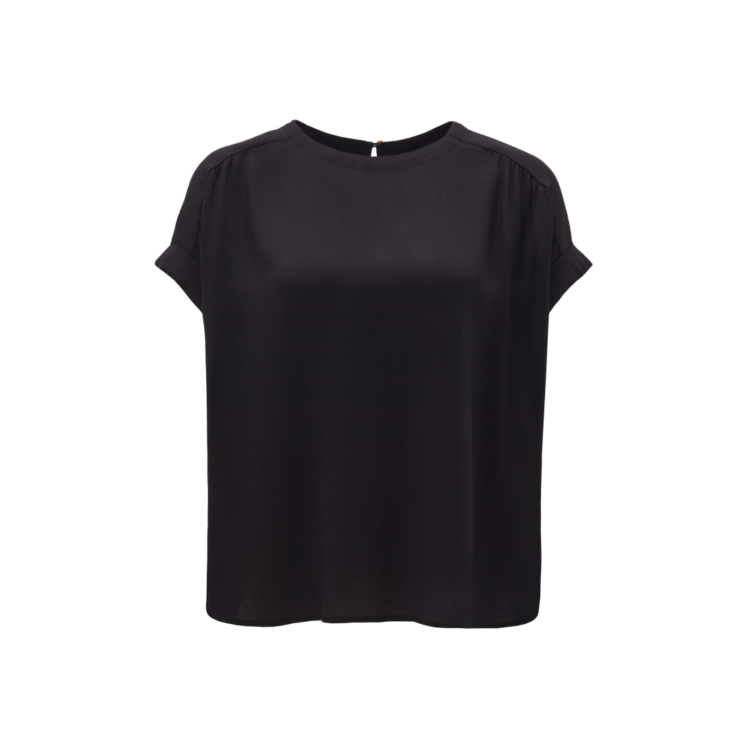 Opus - Damen Kurzarmbluse - Schwarz - Größe: M - bei Tara-M