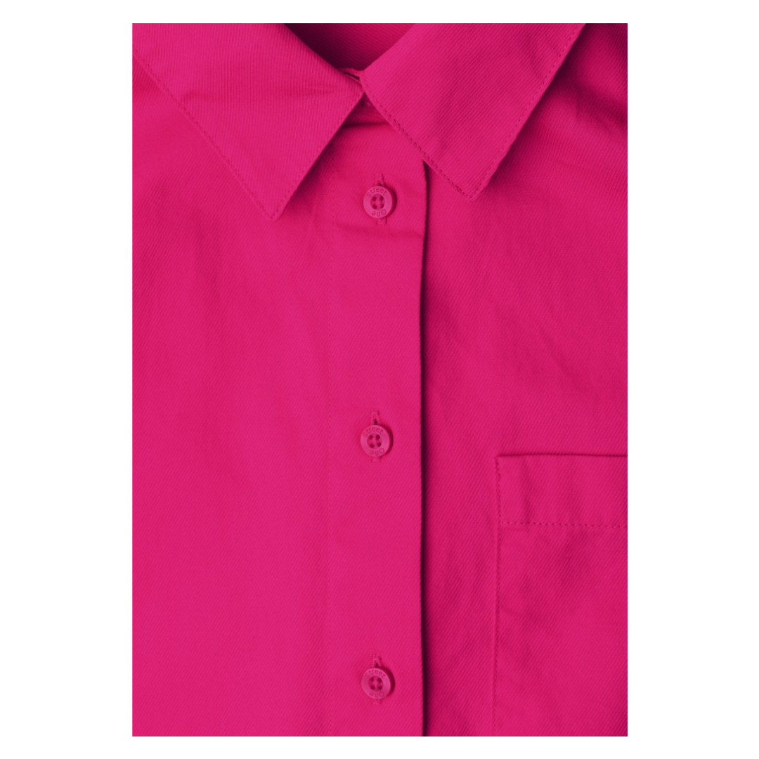 Street One Hemdbluse Hemdkragen Knopfleiste Brusttasche Baumwolle Magenta Dream