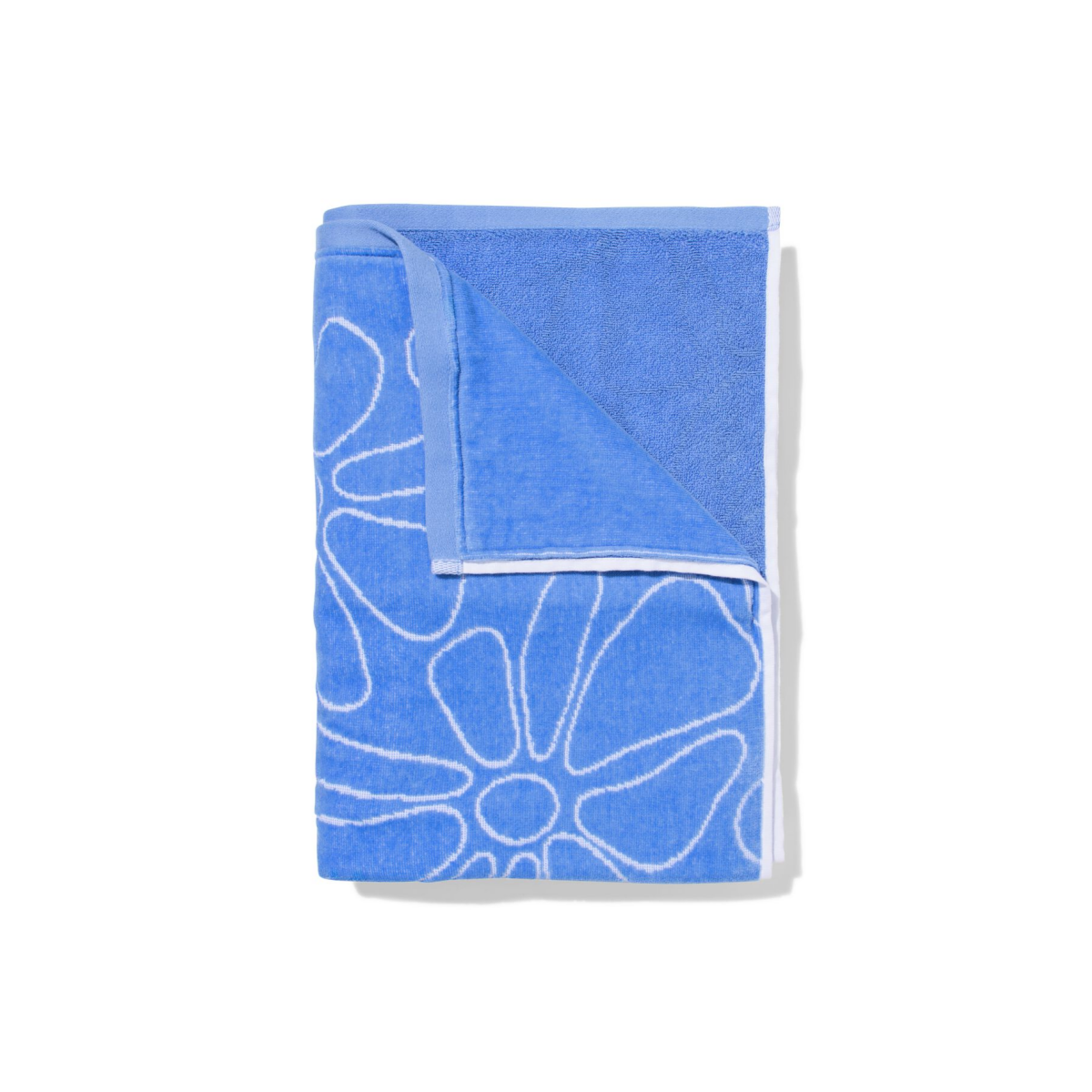 HEMA Strandlaken 90x180cm velours bloemen (blauw)
